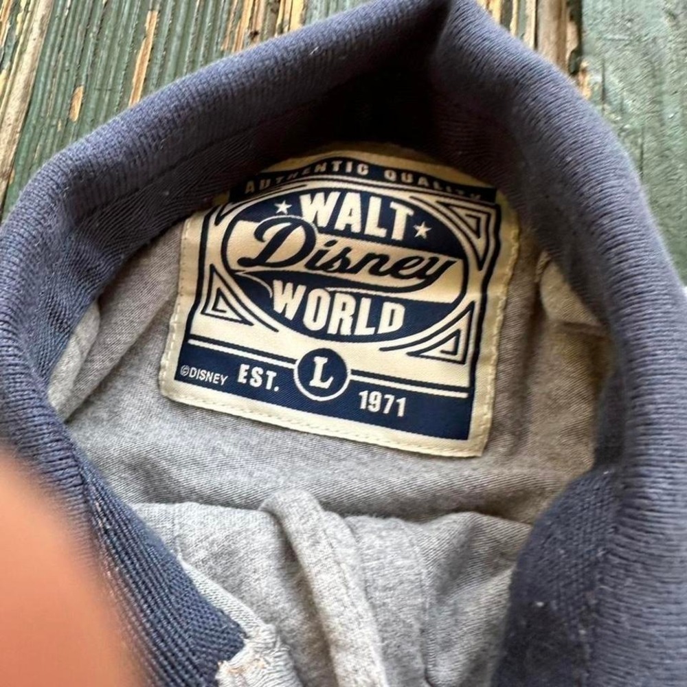 Walt Disney World Racing Series Polo Shirt Mens Large Gray Orange Stripe J158 - Picture 3 of 5
